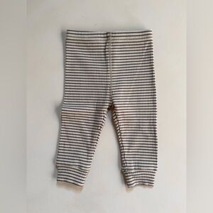 Quincy Mae Ribbed Organic Cotton Leggings 3-6 Months Brown Natural Stripe